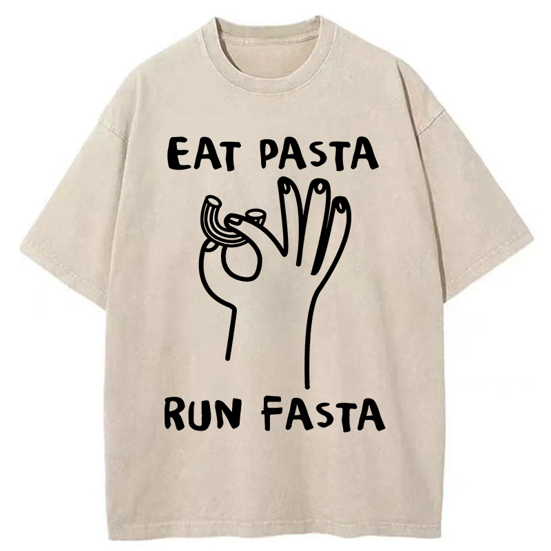 Tokyo-Tiger Eat Delicious Pasta Washed T-Shirt