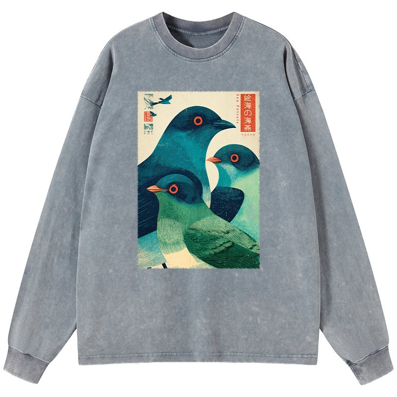 Tokyo-Tiger Petrels Of The Painted Sea Washed Long Sleeve T-Shirt