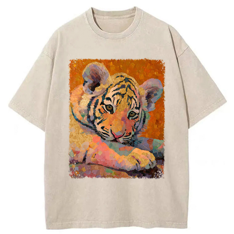 Tokyo-Tiger The Cute Tiger Baby Washed T-Shirt
