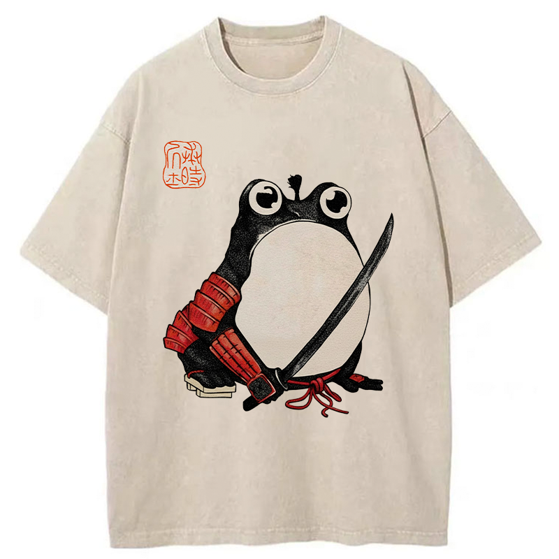 Tokyo-Tiger Silly Samurai Frog Washed T-Shirt