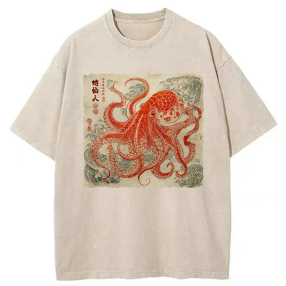 Tokyo-Tiger Octopus Sage Washed T-Shirt