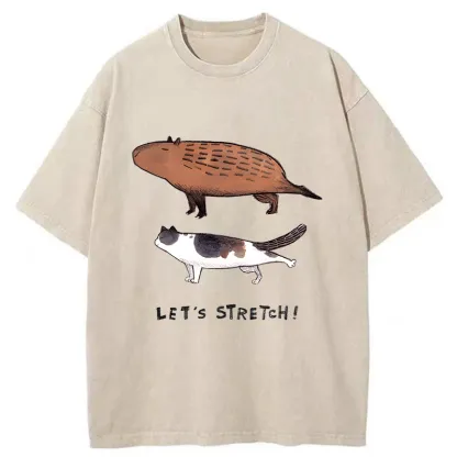 Tokyo-Tiger Let's Stretch Together Washed T-Shirt