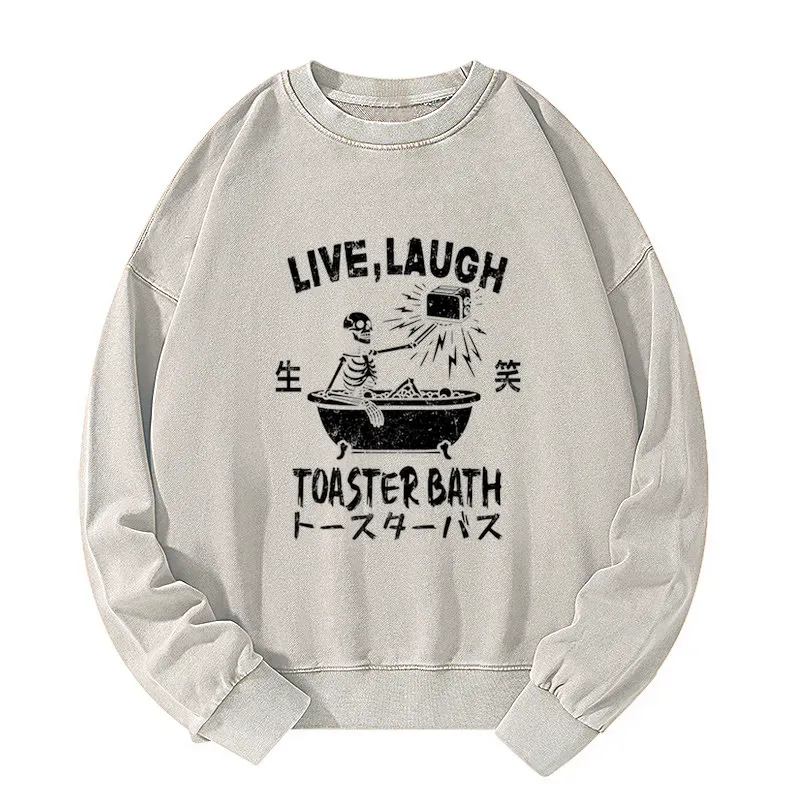 Tokyo-Tiger Funny Electric Shock Skeleton Washed Sweatshirt
