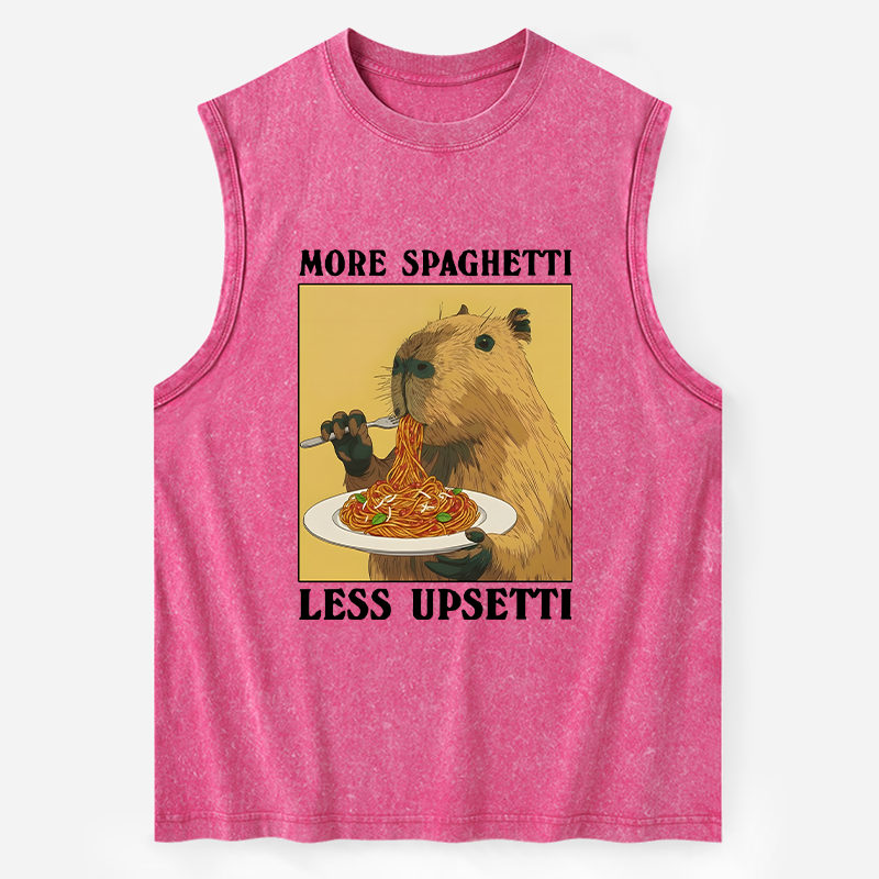 Tokyo-Tiger Capybara Eating Pasta Washed Tank