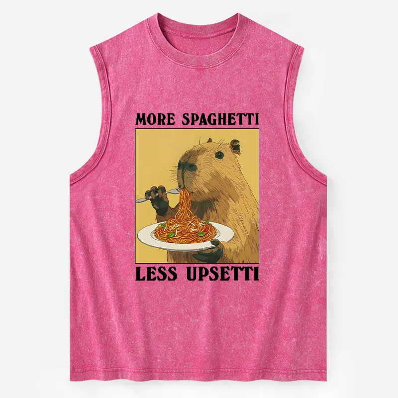 Tokyo-Tiger Capybara Eating Pasta Washed Tank