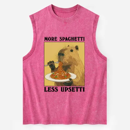 Tokyo-Tiger Capybara Eating Pasta Washed Tank