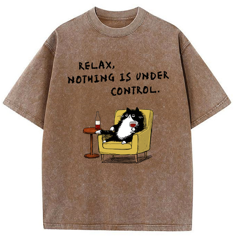 Tokyo-Tiger Unavailable Cat: Nothing Is Under Control Washed T-Shirt
