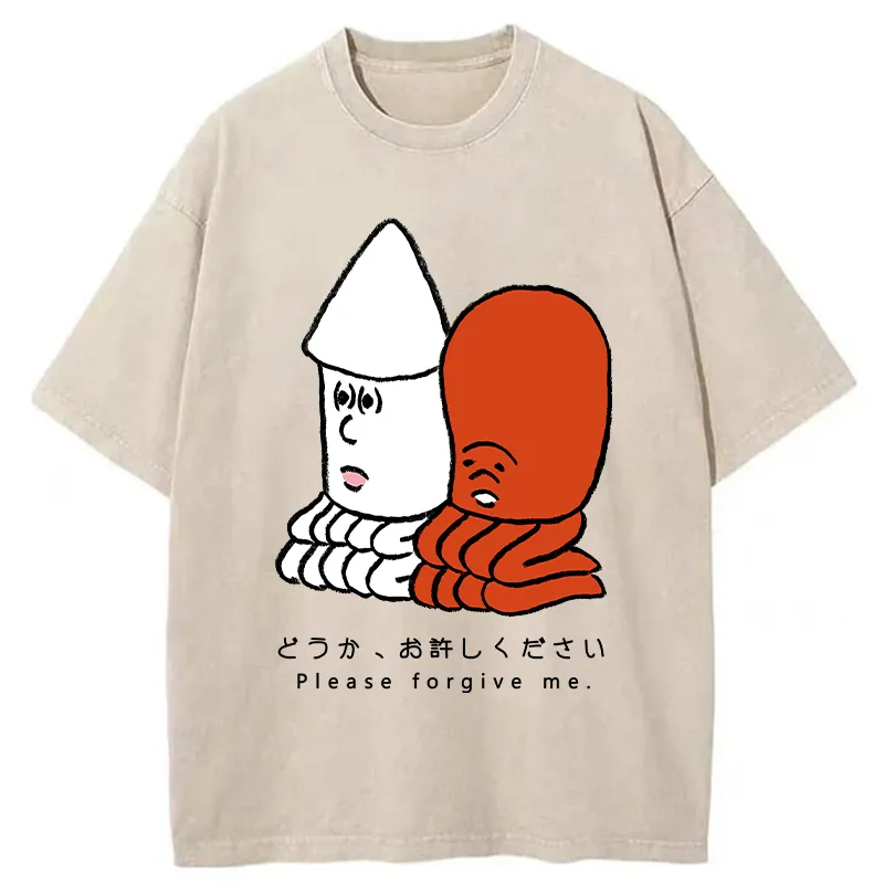 Tokyo-Tiger Please Forgive Octopus Washed T-Shirt
