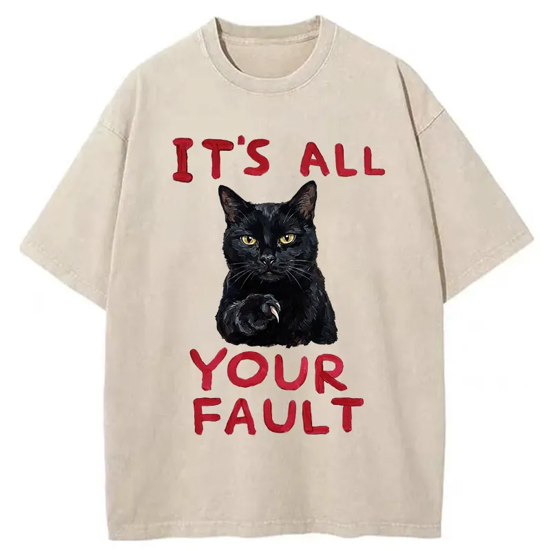 Tokyo-Tiger Cat's Accusation Washed T-Shirt