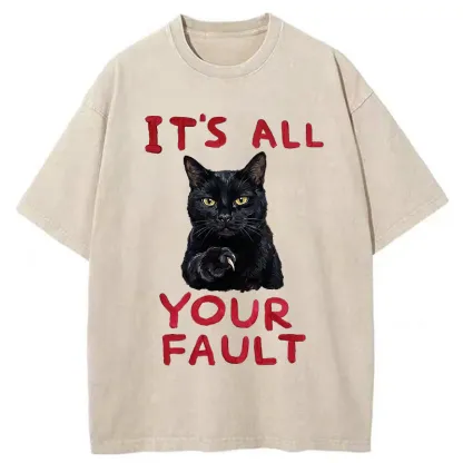 Tokyo-Tiger Cat's Accusation Washed T-Shirt