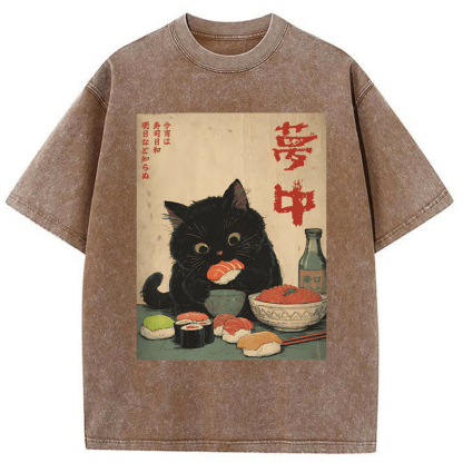 Tokyo-Tiger The Black Cat’s Sushi Night Washed T-Shirt