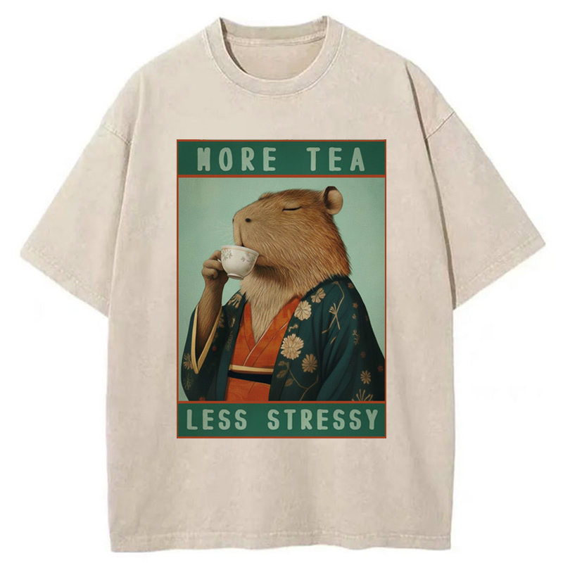 Tokyo-Tiger Less Tea More Stressy Washed T-Shirt