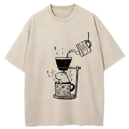 Tokyo-Tiger Japanese-style Bathing Funny Washed T-Shirt