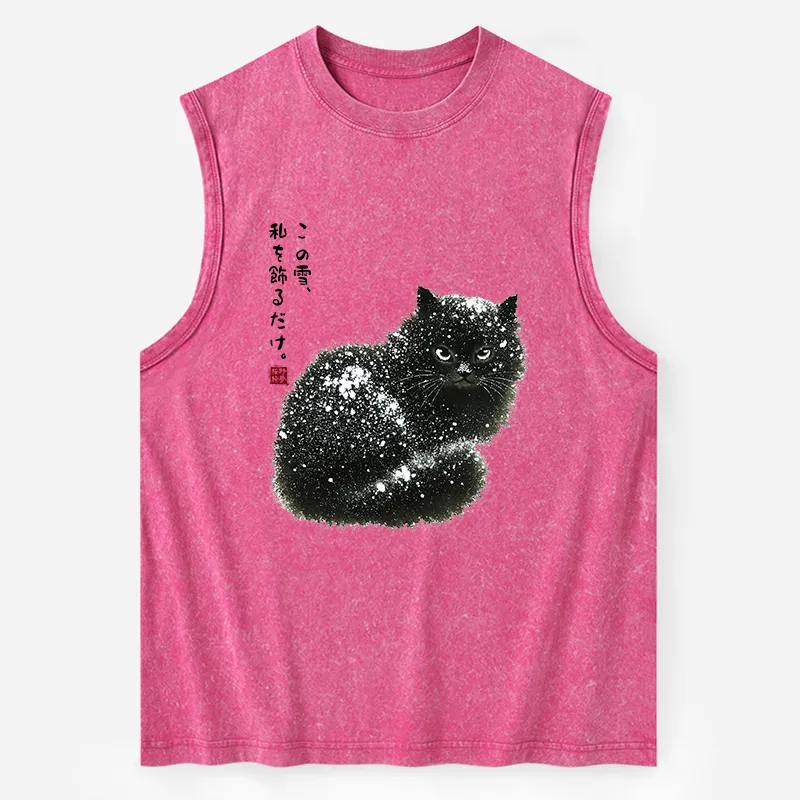 Tokyo-Tiger Black Cat Adorned by Snow Washed Tank