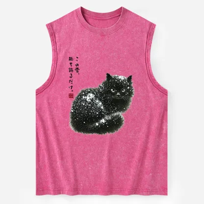 Tokyo-Tiger Black Cat Adorned by Snow Washed Tank