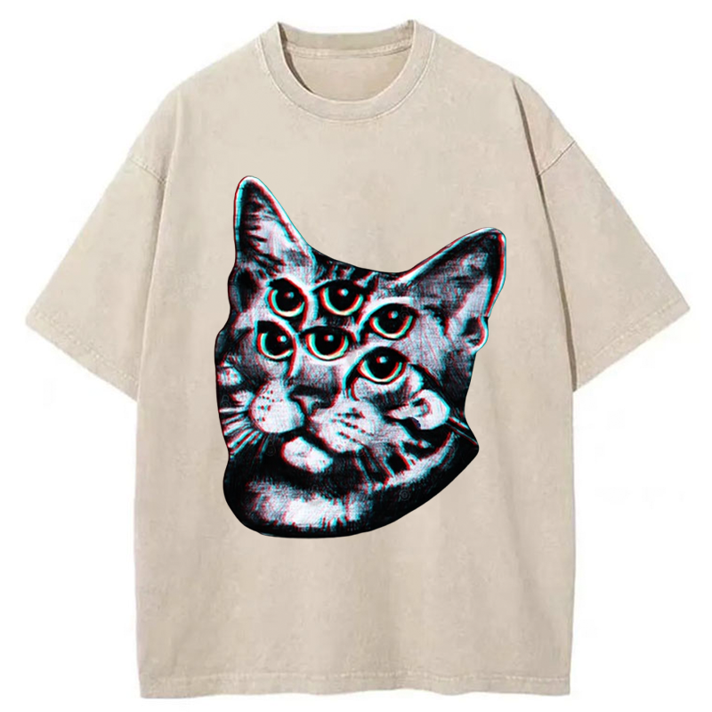 Tokyo-Tiger Six-eyed Cat Washed T-Shirt