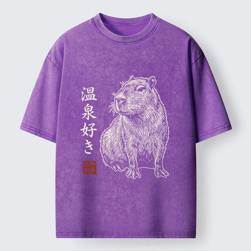 Tokyo-Tiger Hot Spring Enthusiasts Washed T-Shirt