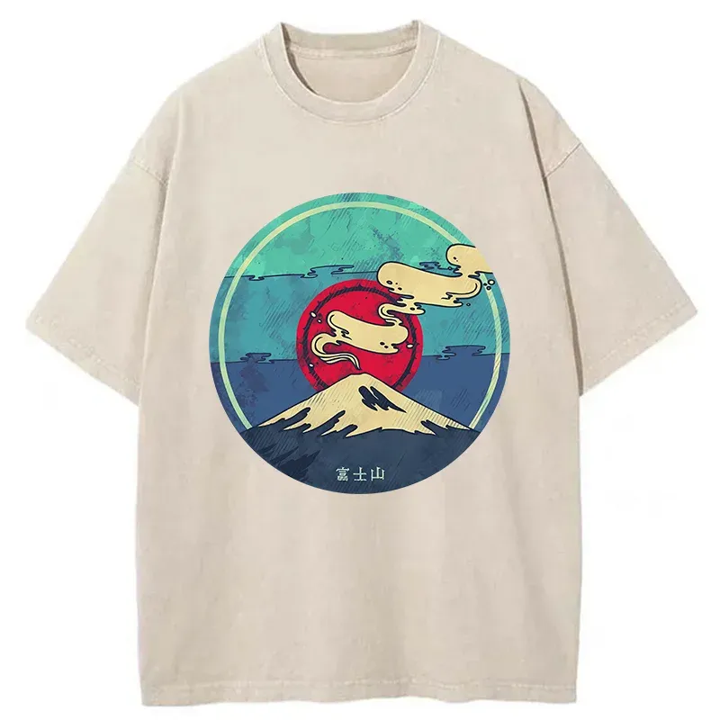 Tokyo-Tiger Fujisan Records Washed T-Shirt