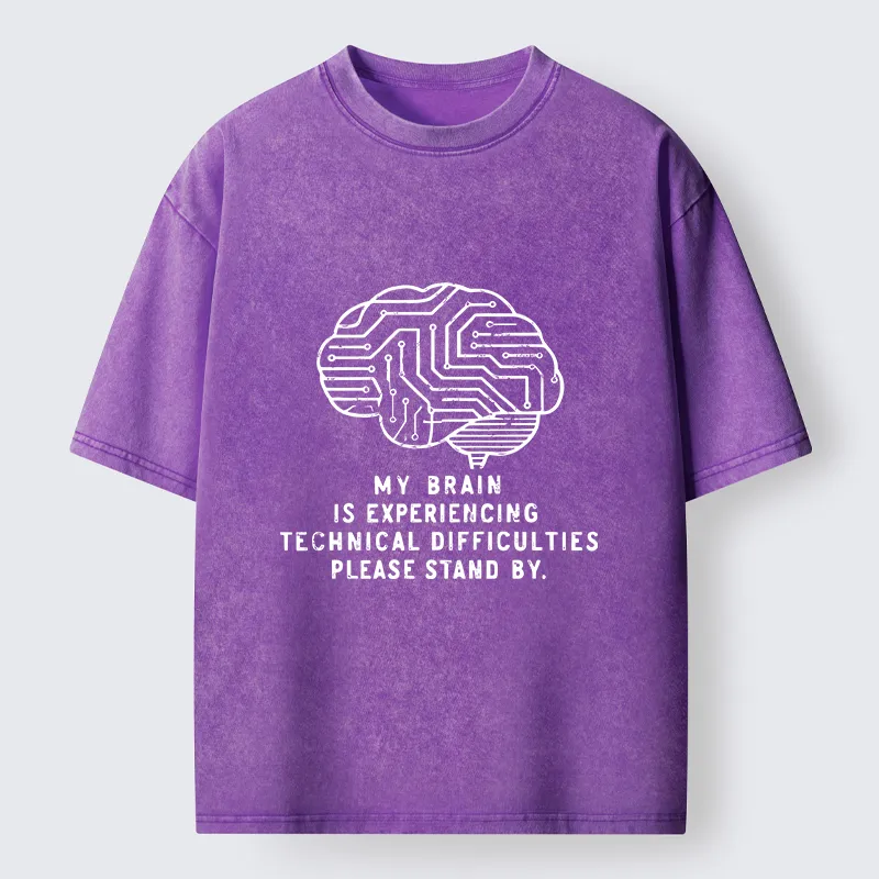 Tokyo-Tiger Brain Technology Malfunction Washed T-Shirt