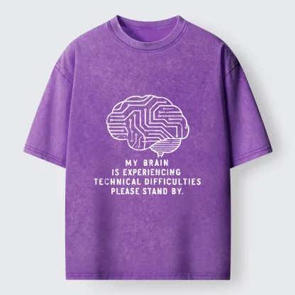Tokyo-Tiger Brain Technology Malfunction Washed T-Shirt