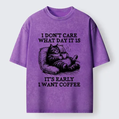 Tokyo-Tiger Have A Cup Of Coffee Before Doing Anything Washed T-Shirt