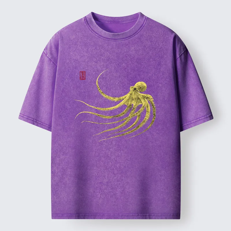 Tokyo-Tiger Retro Octopus Washed T-Shirt
