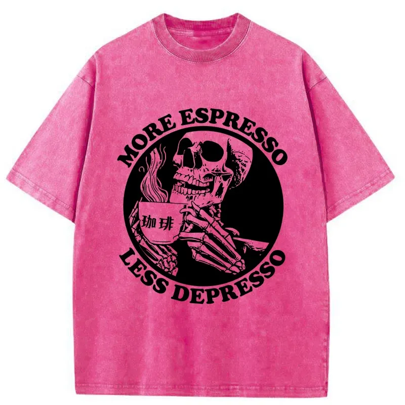 Tokyo-Tiger Skull Drinks Coffee To Reduce Depression Washed T-Shirt