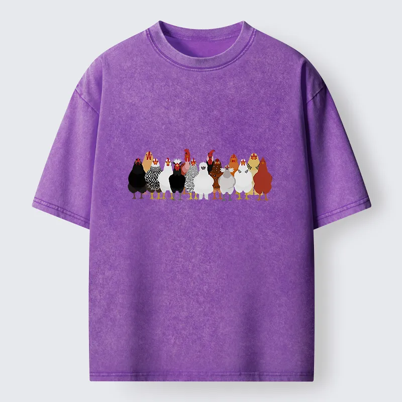 Tokyo-Tiger Funny Chickens Washed T-Shirt