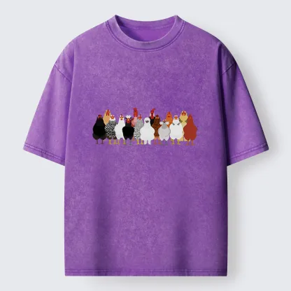 Tokyo-Tiger Funny Chickens Washed T-Shirt
