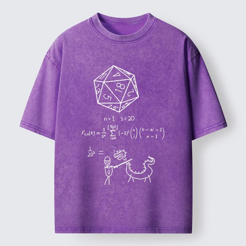 Tokyo-Tiger Twenty-sided Die Funny Washed T-Shirt