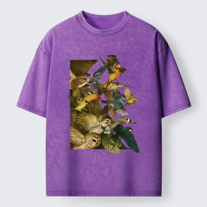 Tokyo-Tiger Flock Of Flying Birds Washed T-Shirt