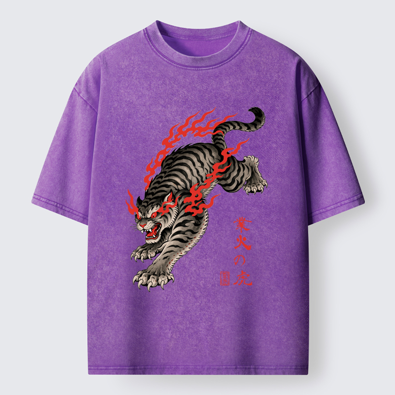 Tokyo-Tiger Blazing Tiger Washed T-Shirt