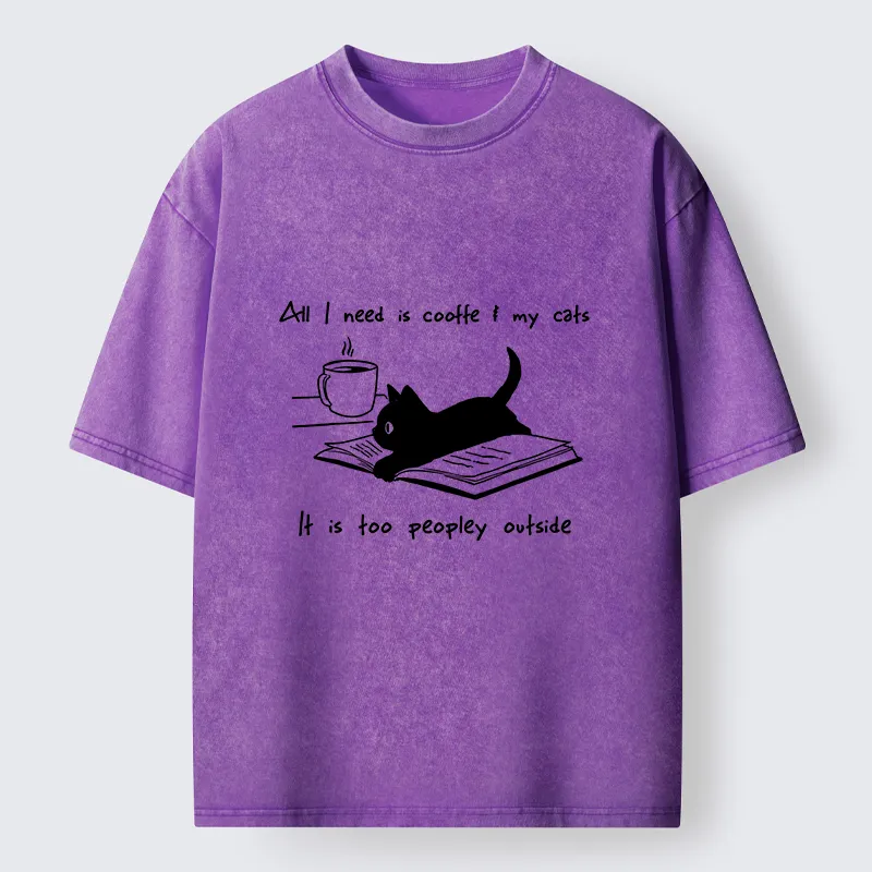 Tokyo-Tiger I Need Is Coffee And My Cat Washed T-Shirt