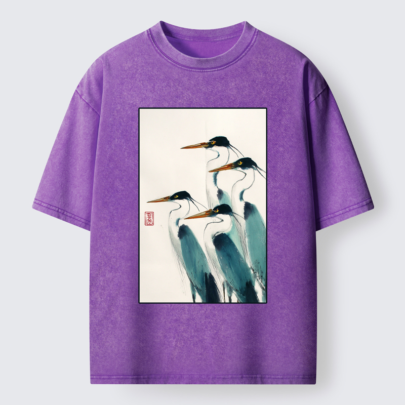 Tokyo-Tiger Standing Herons Washed T-Shirt
