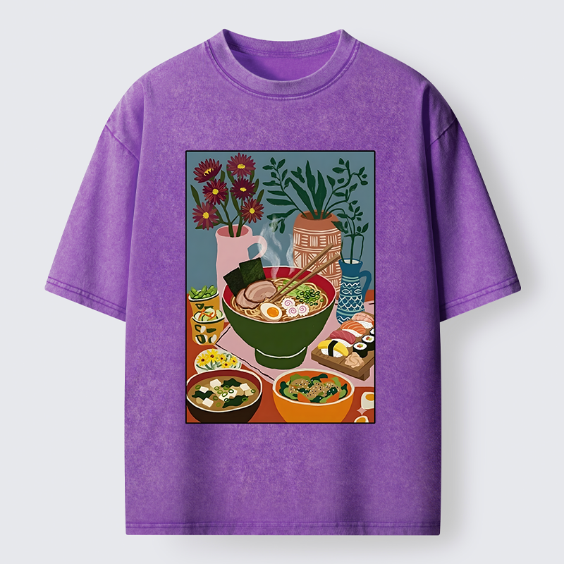 Tokyo-Tiger Delicious Japanese Food Washed T-Shirt