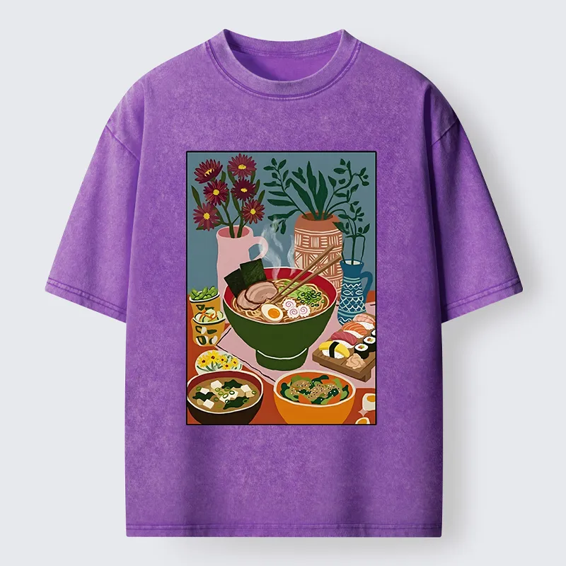 Tokyo-Tiger Delicious Japanese Food Washed T-Shirt