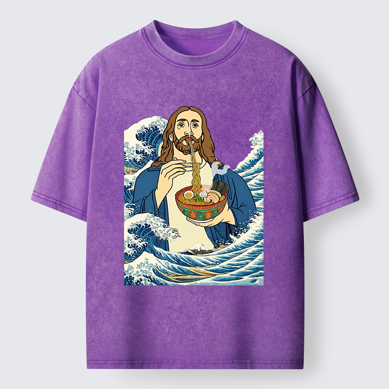 Tokyo-Tiger God Eats Ramen Washed T-Shirt