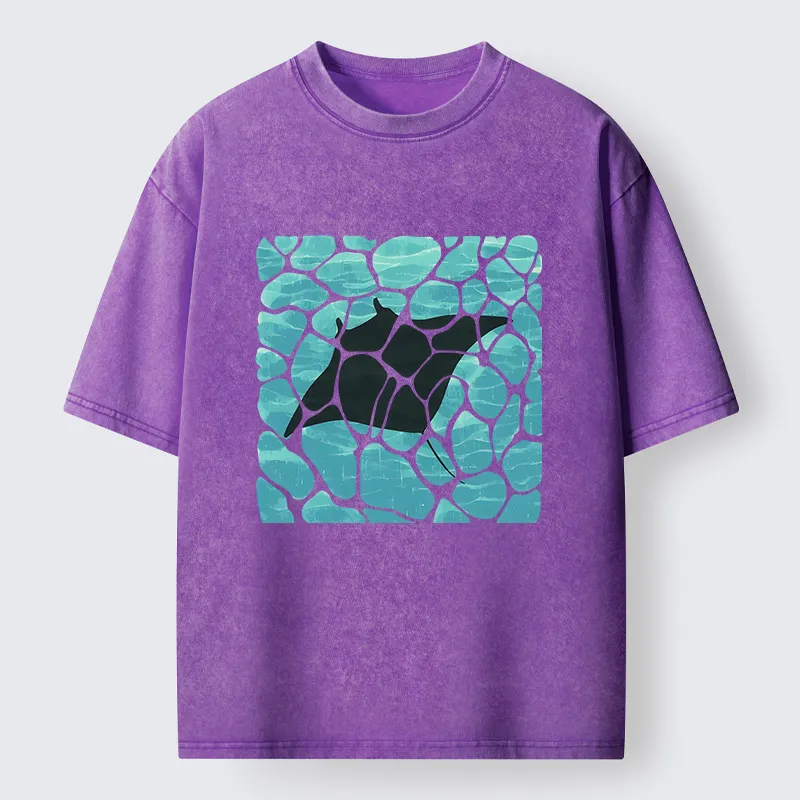 Tokyo-Tiger Manta Ray Fish Washed T-Shirt