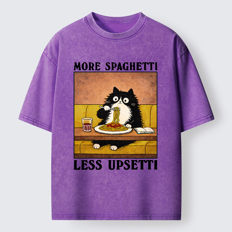Tokyo-Tiger Unavailable Cat: More Spaghetti Less Upsetti Washed T-Shirt