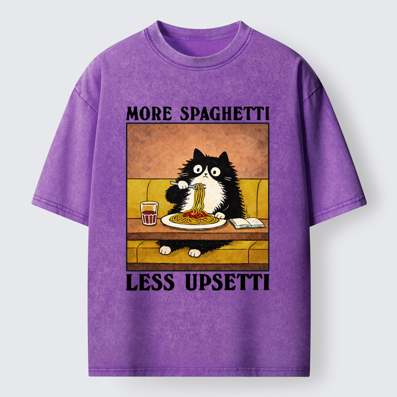 Tokyo-Tiger Unavailable Cat: More Spaghetti Less Upsetti Washed T-Shirt
