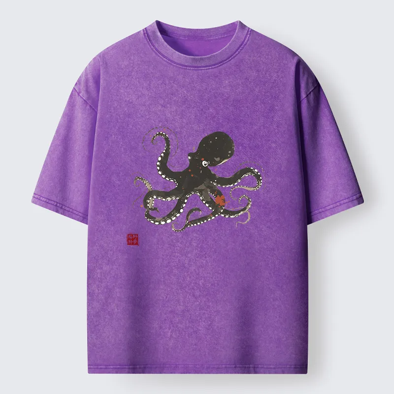 Tokyo-Tiger Traditional Octopus Washed T-Shirt