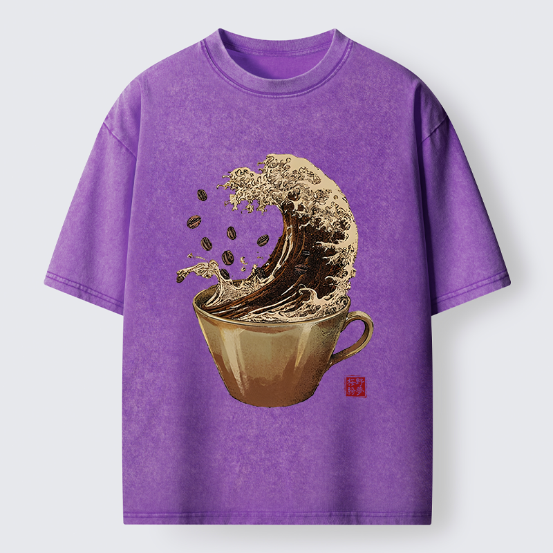 Tokyo-Tiger Delicious Coffee Wave Washed T-Shirt