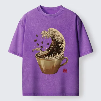 Tokyo-Tiger Delicious Coffee Wave Washed T-Shirt