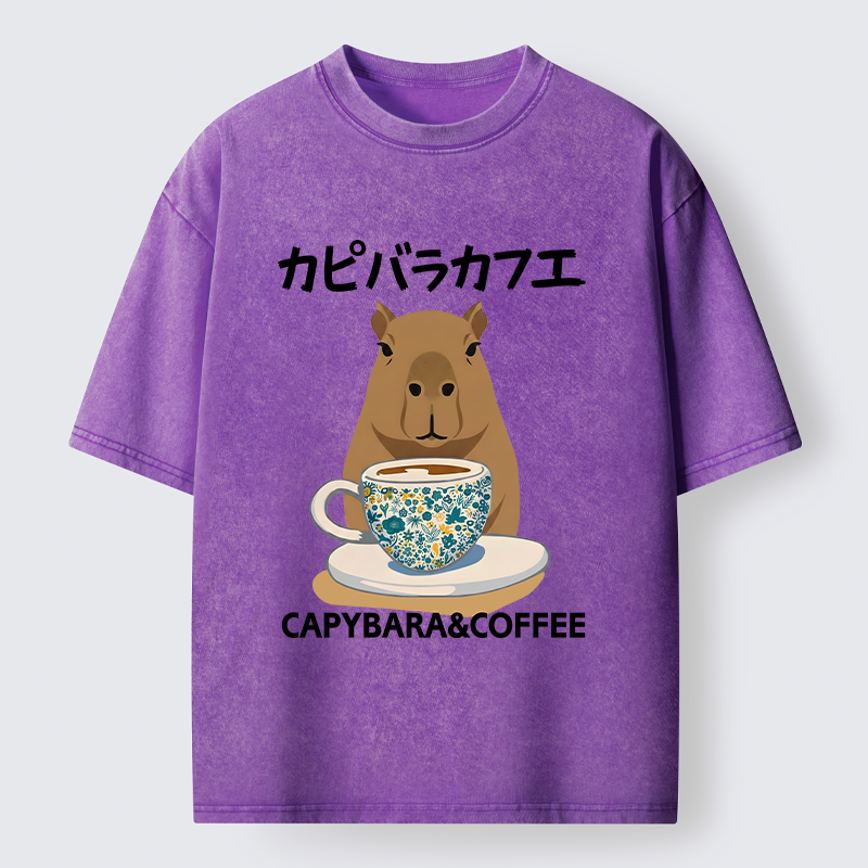 Tokyo-Tiger Drink Delicious Coffee Washed T-Shirt
