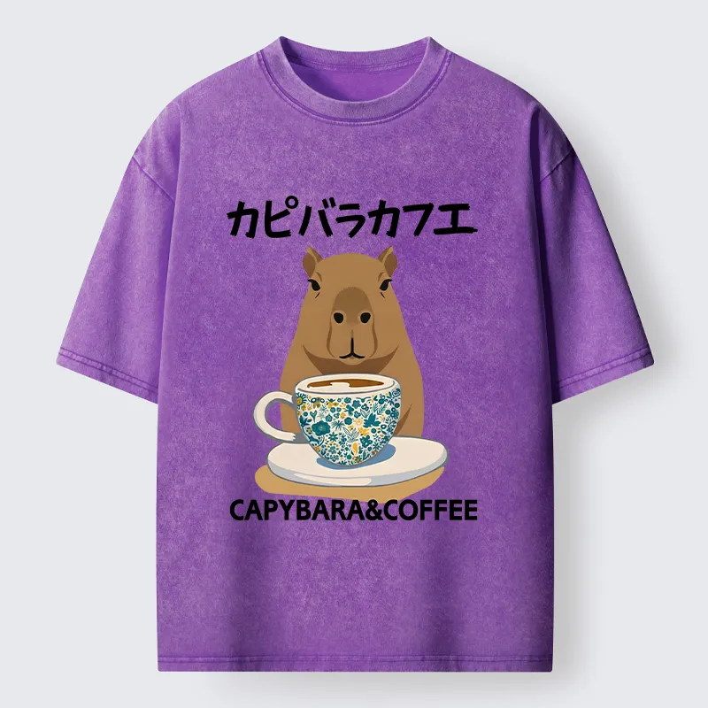 Tokyo-Tiger Drink Delicious Coffee Washed T-Shirt
