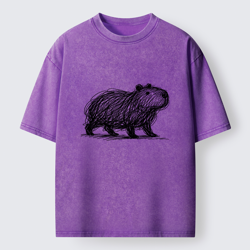 Tokyo-Tiger Minimalist Capybara Washed T-Shirt