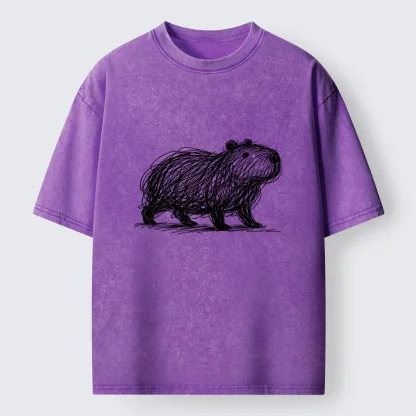 Tokyo-Tiger Minimalist Capybara Washed T-Shirt