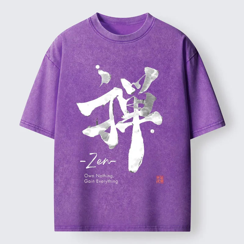 Tokyo-Tiger Zen Texts Washed T-Shirt