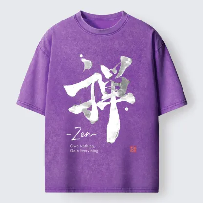 Tokyo-Tiger Zen Texts Washed T-Shirt