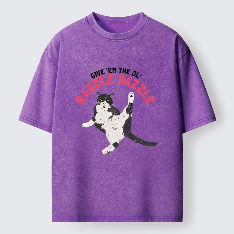 Tokyo-Tiger Cute Tuxedo Cat Washed T-Shirt